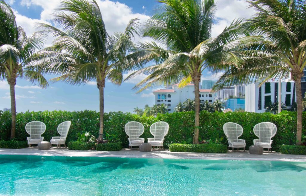 Miami Beach Luxury condo poolside - real estate drone photography by Skyview Real Estate Media
